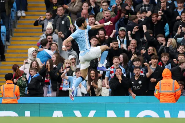 Omar Marmoush of Manchester City celebrates