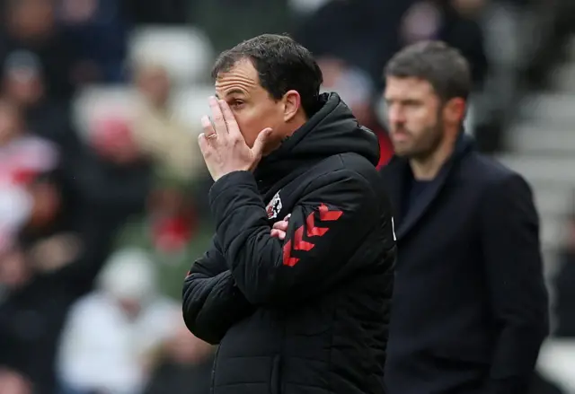 manager Regis Le Bris reacts