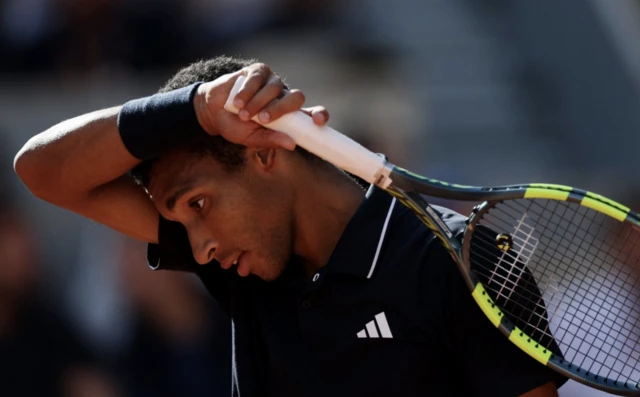 Canada's Felix Auger Aliassime reacts
