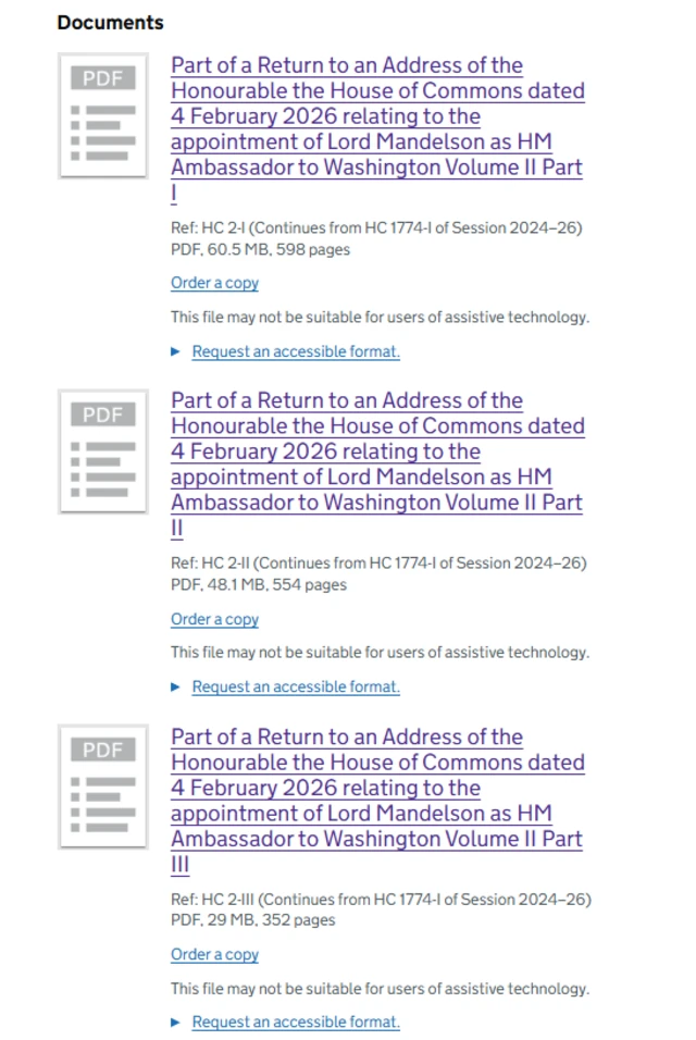 Screenshot showing files appearing how files appear on government website