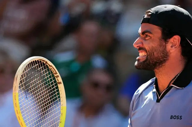 Italy's Matteo Berrettini reacts