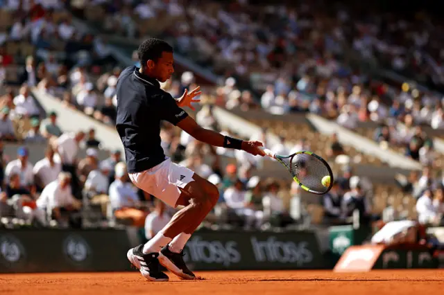 Felix Auger-Aliassime of Canada plays a forehand