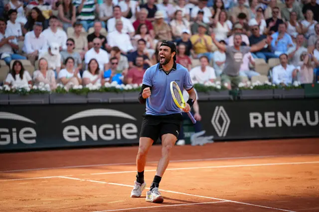 Italy's Matteo Berrettini reacts to a point