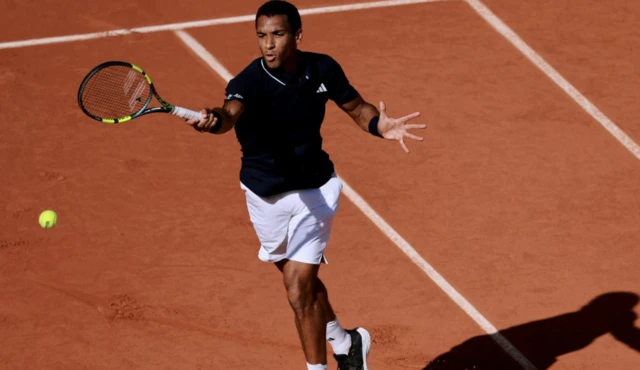 Canada's Felix Auger Aliassime in action during his fourth round match