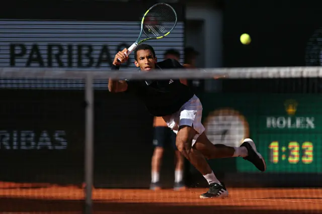 Canada's Felix Auger-Aliassime plays a forehand