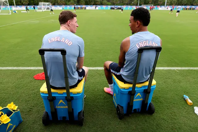 Elliot Anderson and Morgan Rogers in England training camp