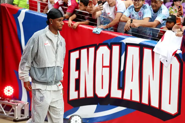 Marcus Rashford of England arrives at the stadium