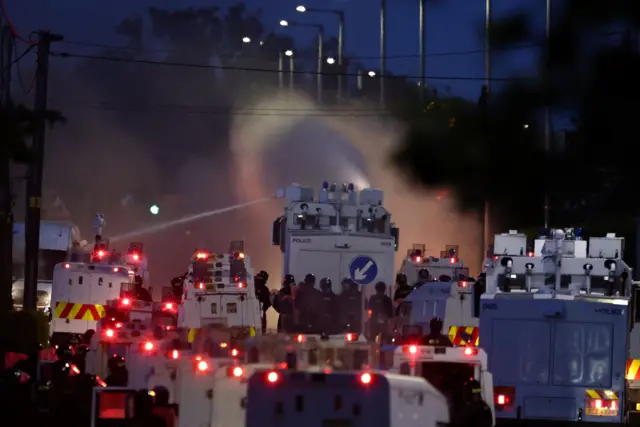 Footage showing police and protestors