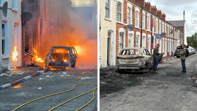 A fire in Lendrick Street, Belfast last night, and the aftermath this morning