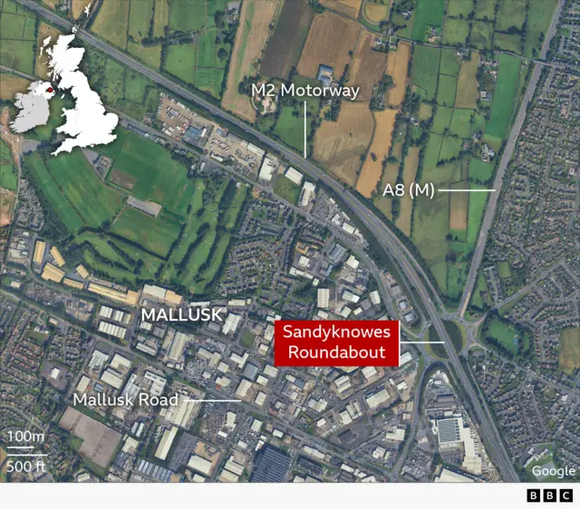 Ariel map showing Sandyknowes area