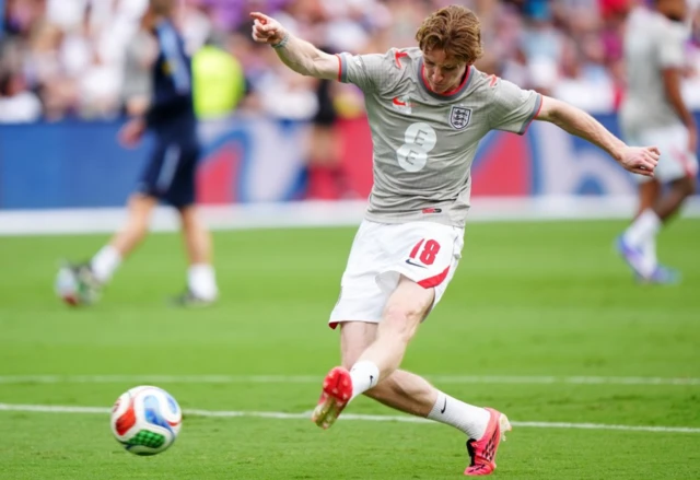 England's Anthony Gordon warms up