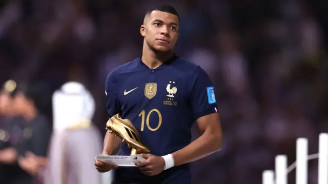 Kylian Mbappe with the 2022 golden boot