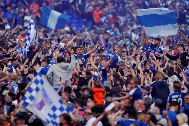 Ipswich Town fans celebrate promotion to the Premier League