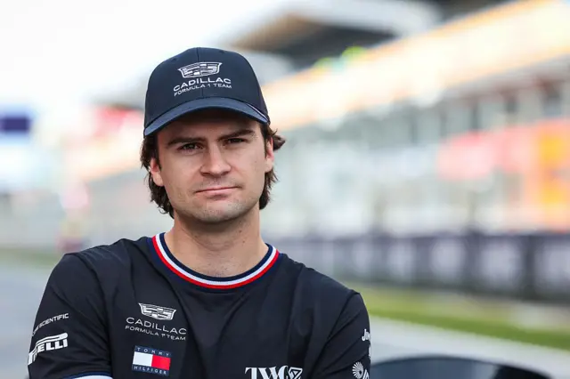 Colton Herta wears his Cadillac team kit in Barcelona