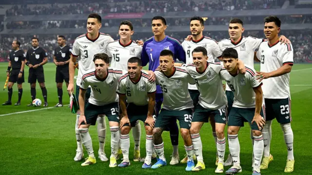 Mexico's players pose for a team photo ahead of a friendly football match between Mexico and Portugal at the Banorte (formerly known as Azteca) Stadium in Mexico City on March 28, 2026