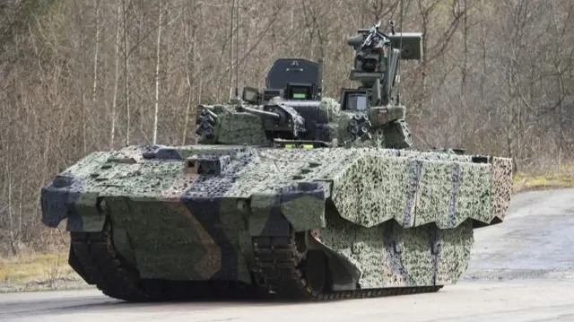 A British Ajax armoured fighting vehicle