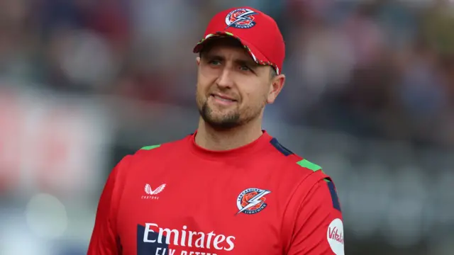 Liam Livingstone, wearing Lancashire's red white-ball kit during the T20 game against Yorkshire at Headingley on 5 June
