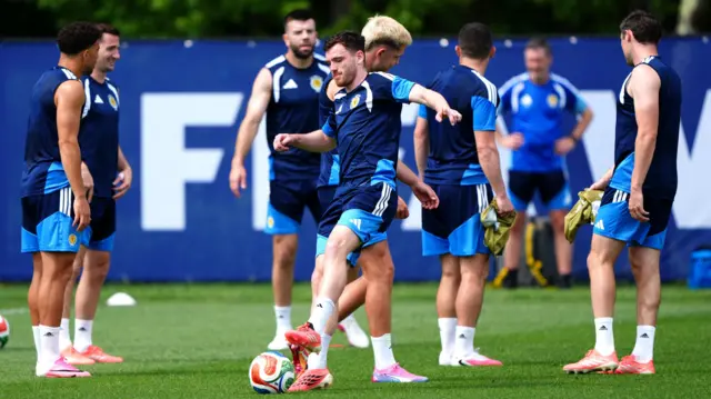 Scotland captain Andy Robertson in training