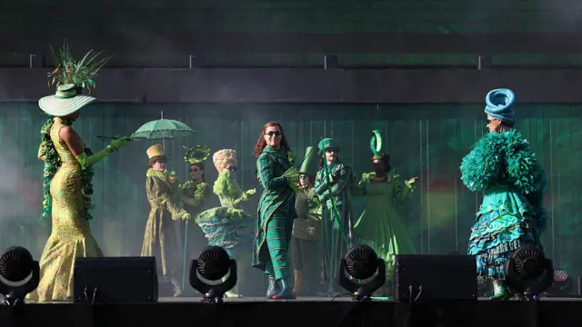 Cast of Wicked performing at Edgbaston