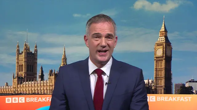 Peter Kyle speaks in front of a BBC Breakfast branded background with a picture of Westminster