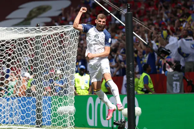 Jovo Lukic of Bosnia and Herzegovina celebrates