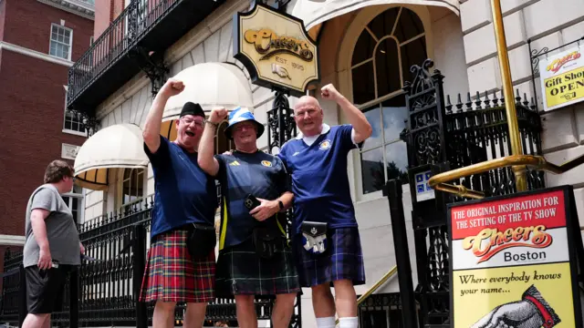 Scotland fans outside Cheers