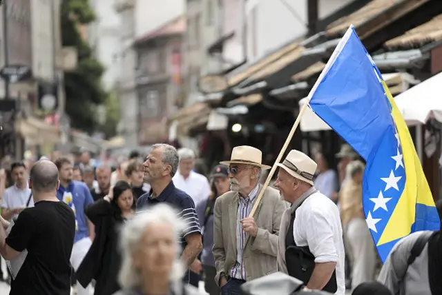 People gather on the streets with excitement ahead of the countryâs opening match against Canada