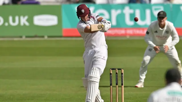 Archie Vaughan batting for Somerset against Notts