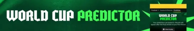 A graphic with the caption 'World Cup predictor' on a green background