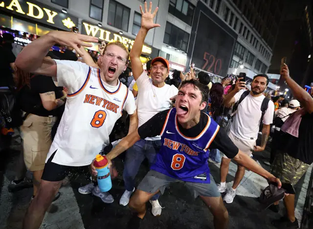 NEw York Knicks supporters celebrate on the streets