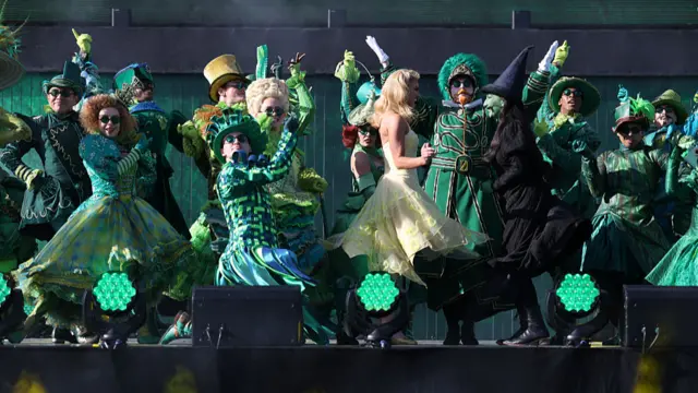 Cast of Wicked performing at Edgbaston
