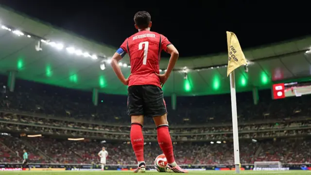Heung-Min Son #7 of Korea Republic prepares to take a corner kick during the FIFA World Cup 2026 Group A match between Korea Republic and Czechia at Guadalajara Stadium on June 11, 2026 in Guadalajara, Mexico