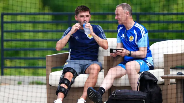 Scotland's Billy Gilmour (left) during a training session at the Revolution Training Centre in Foxborough, Massachusetts