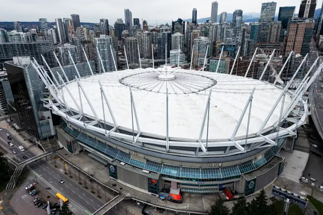 An aerial view of Vancouver's World Cup stadium