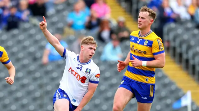 Stephen Mooney celebrates his goal for Monaghan