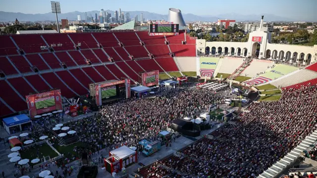 general view of the FIFA Fan Festival Los Angeles on June 12, 2026 in Los Angeles, Californi