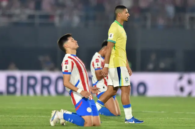 Paraguay celebrate against Brazil