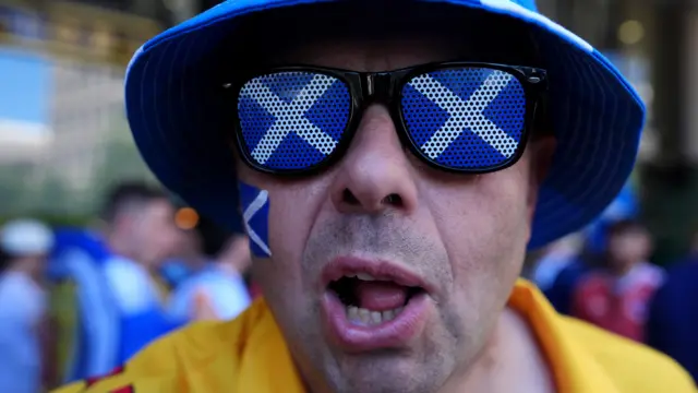 Close view of a Scotland fans glasses ahead of the FIFA World Cup Group C match at Boston Stadium, Foxborough.