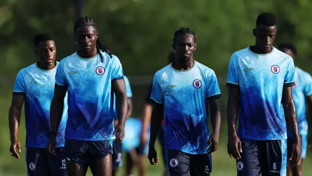 Haiti players attend the training and press conference of Haiti one day ahead of the FIFA World Cup 2026 Group C match between Haiti and Scotland at Boston Stadium on June 12, 2026 in Boston, Massachusetts