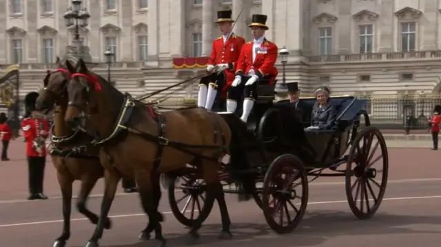 The Duke and Duchess of Gloucester travel in the second carriage