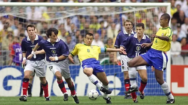 Scotland playing against Brazil at the 1998 World Cup