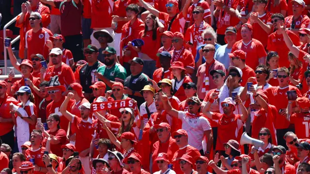 Switzerland fans inside the stadium before the match