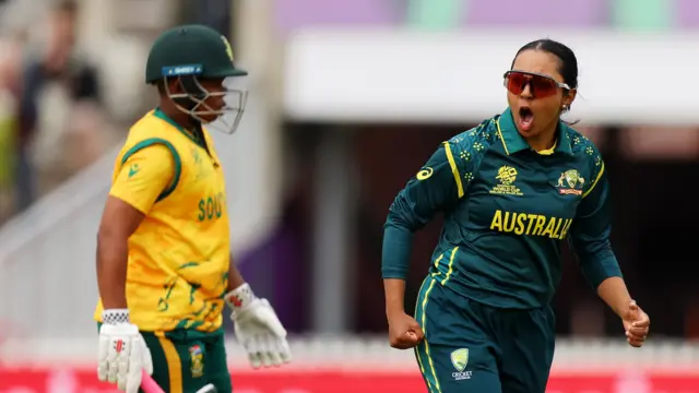 King celebrates a wicket