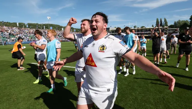 Bachuki Tchumbadze of Exeter Chiefs celebrates