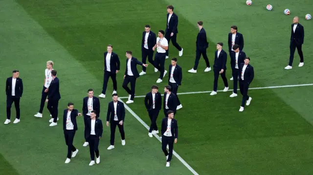 Scotland players on the pitch