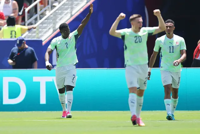 Breel Embolo #7 of Switzerland celebrates