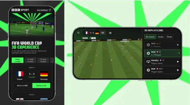 Two phones displaying football match graphics