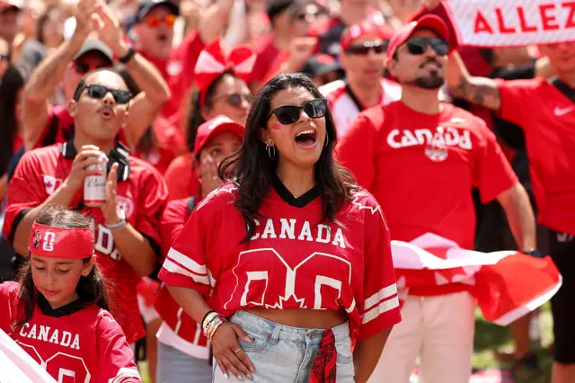 Canada supporters wearing red