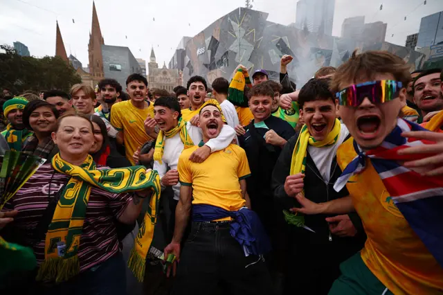 Australia fans celebrate