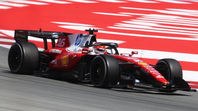Charles Leclerc driving during the Barcelona GP